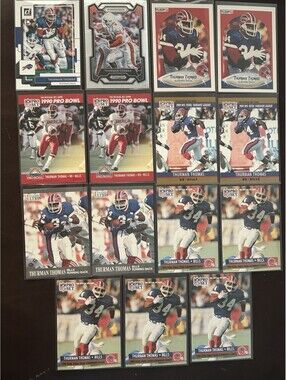 HOF RB THURMAN THOMAS VINTAGE COLLECTION PANINI/FLEER/PRO SET 30 CARD LOT NM